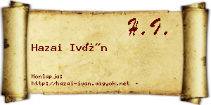 Hazai Iván névjegykártya