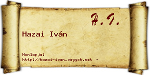Hazai Iván névjegykártya